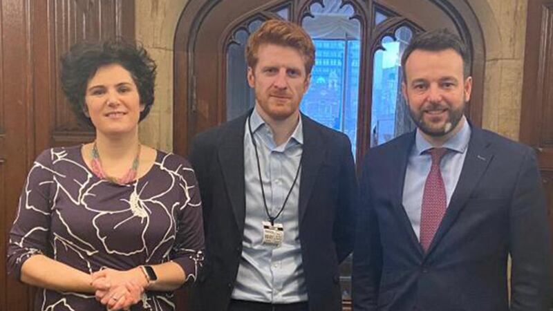 South Belfast MP Claire Hanna, Matthew O'Toole and SDLP leader Colum Eastwood&nbsp;