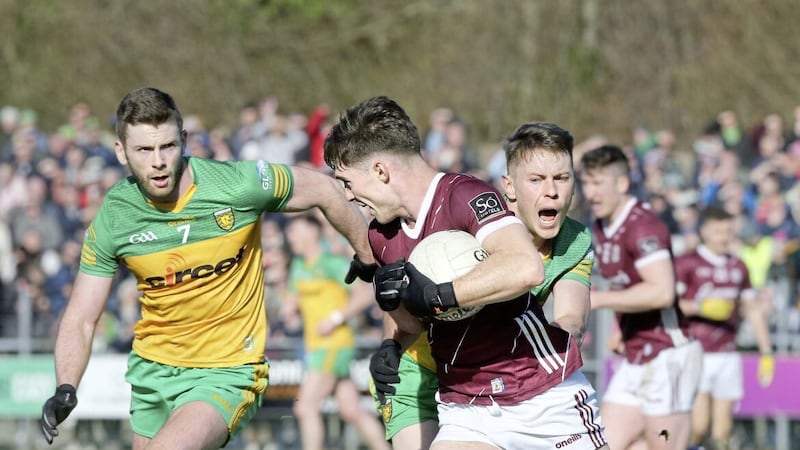 Eoghan Ban Gallagher in action for Donegal during their draw with Galway in the Allianz Football League Division One match in Letterkenny on Sunday Picture: Margaret McLaughlin 