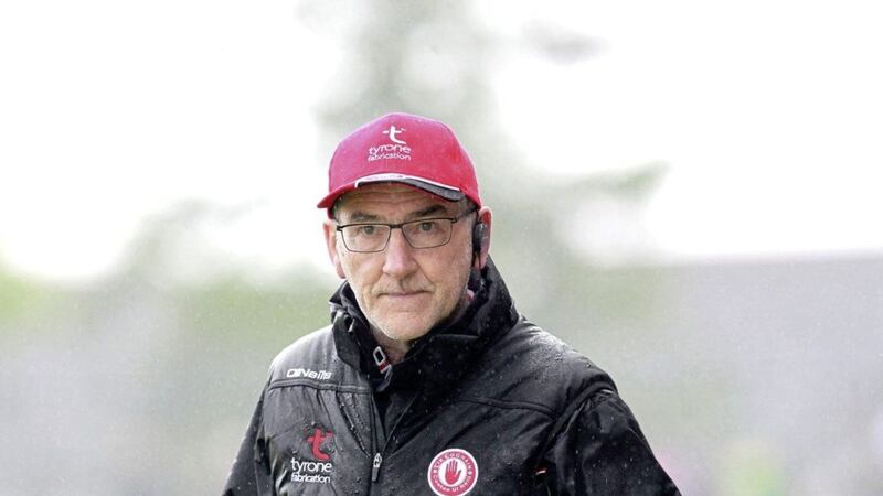 Tyrone manager Mickey Harte hopes to come away from Navan unscathed tomorrow evening. Picture: Margaret McLaughlin