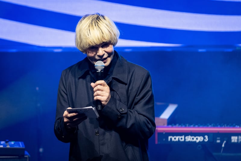 Tim Burgess collects the special recognition award at the first Nordoff and Robbins Northern Music Awards