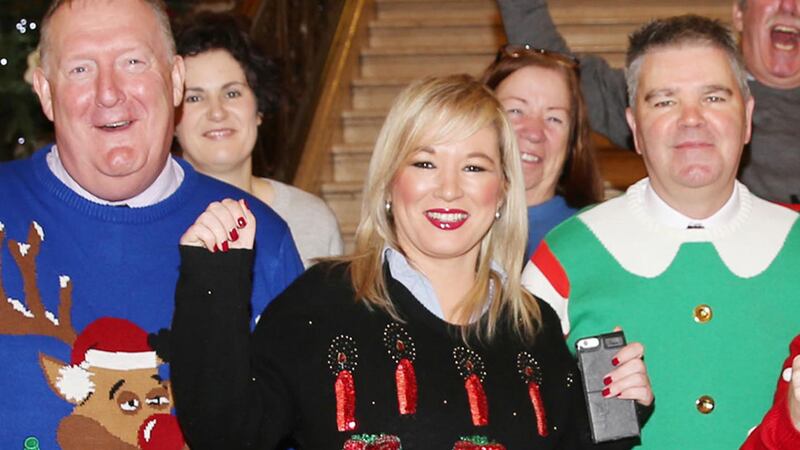 Sinn F&eacute;in's leader in the north proves she's no Grinch by donning a Christmas jumper&nbsp;