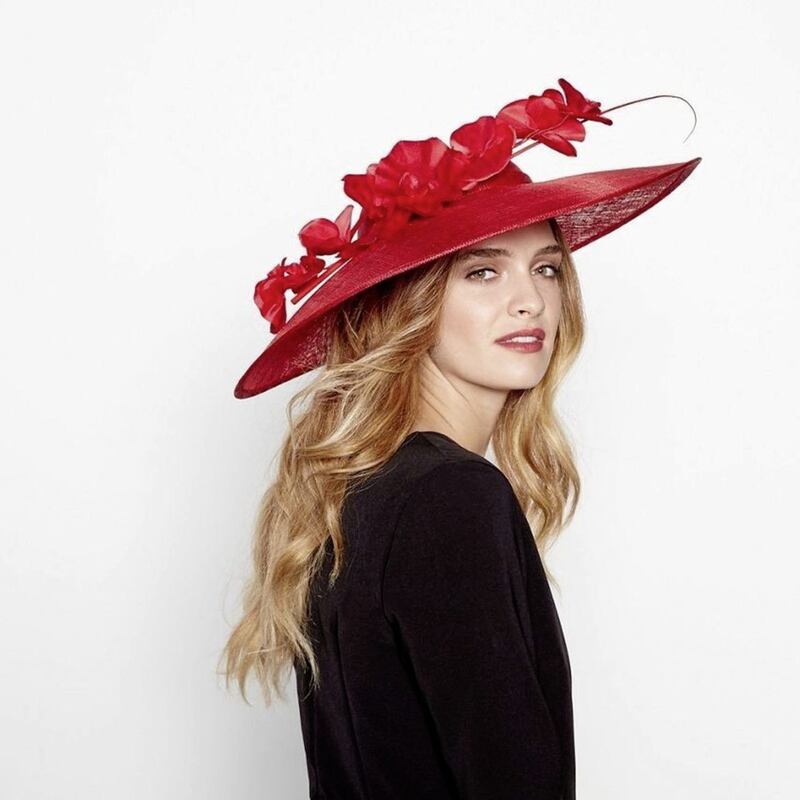 J by Jasper Conran Red Sinamay Orchid Saucer Fascinator, &pound;85, available from Debenhams 