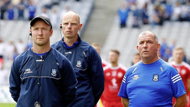 Vinny Corey (left) and Seamus McEnaney (right) before Monaghan face Tyrone in last year&#39;s Ulster final. Pic Philip Walsh. 