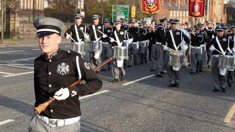 Controversial band the Bangor Protestant Boys marching in north Belfast. Picture by Cliff Donaldson. 