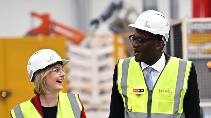 Prime Minister Liz Truss and Chancellor of the Exchequer Kwasi Kwarteng during a visit to Berkeley Modular in Northfleet Kent, to coincide with the Government's new Growth Plan. Picture by Dylan Martinez/PA Wire