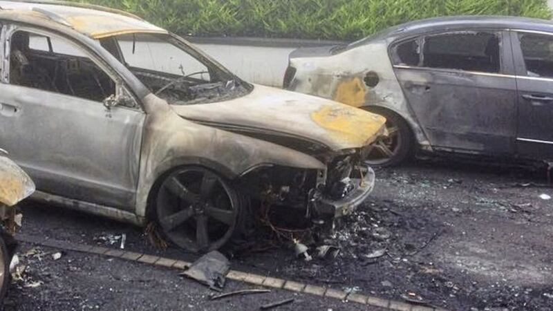 Four cars were completely destroyed in the overnight arson attack at Barr&#39;s Lane in Derry.  