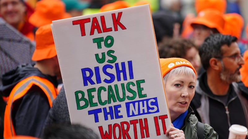 Protesting doctors and medical staff from the British Medical Association (PA)