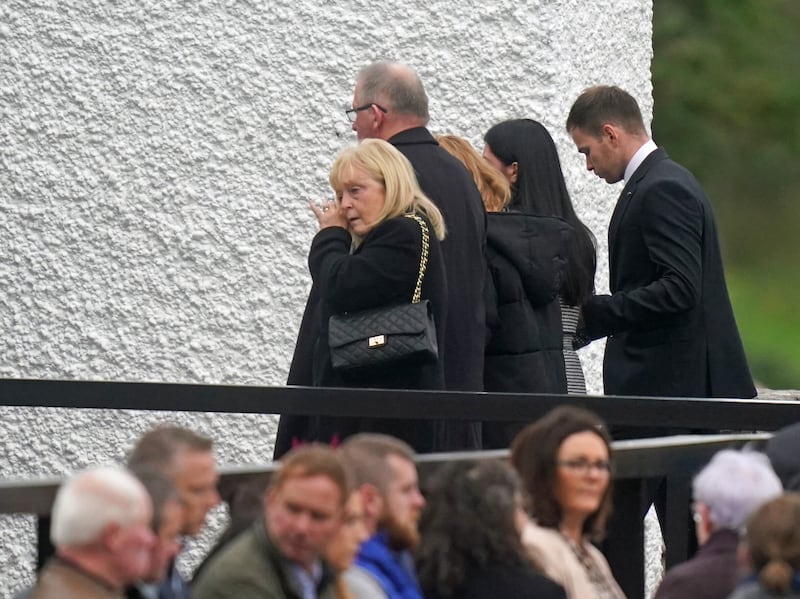 The family of Jessica Gallagher, 24, arrive at St Michael's Church, Creeslough, for her funeral mass.