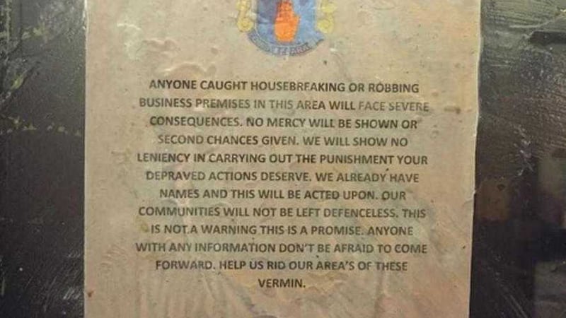 THREAT: A leaflet posted on a window in north Belfast by a breakaway faction of the UDA&nbsp;