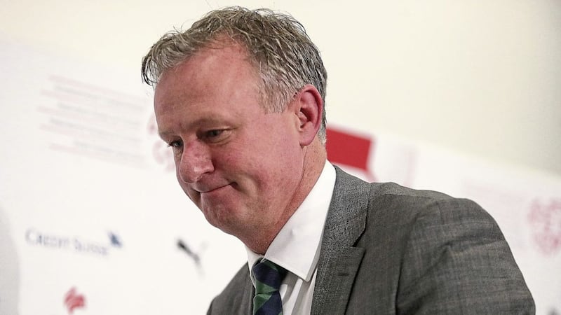Northern Ireland manager Michael O&#39;Neill leaving the press conference after Northern Ireland&#39;s second leg match in Basel. Picture by Nick Potts/PA Wire 