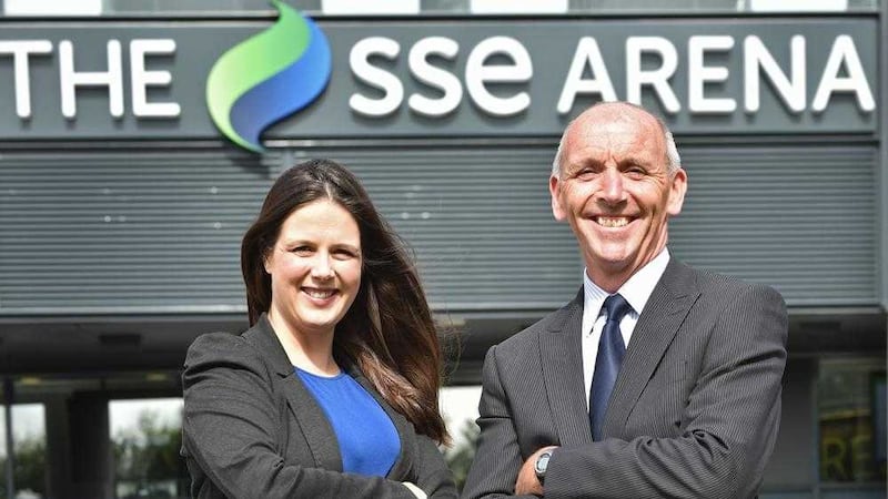 NEW NAME: SSE Arena general manager Neil Walker with Jillian Saunders, brand manager at SSE Airtricity, announce the rebranding of the Belfast venue 