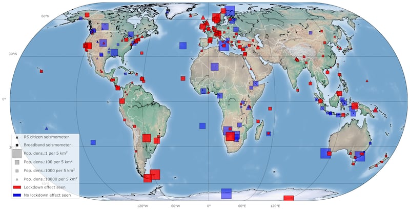 Locations of the 268 global seismic stations