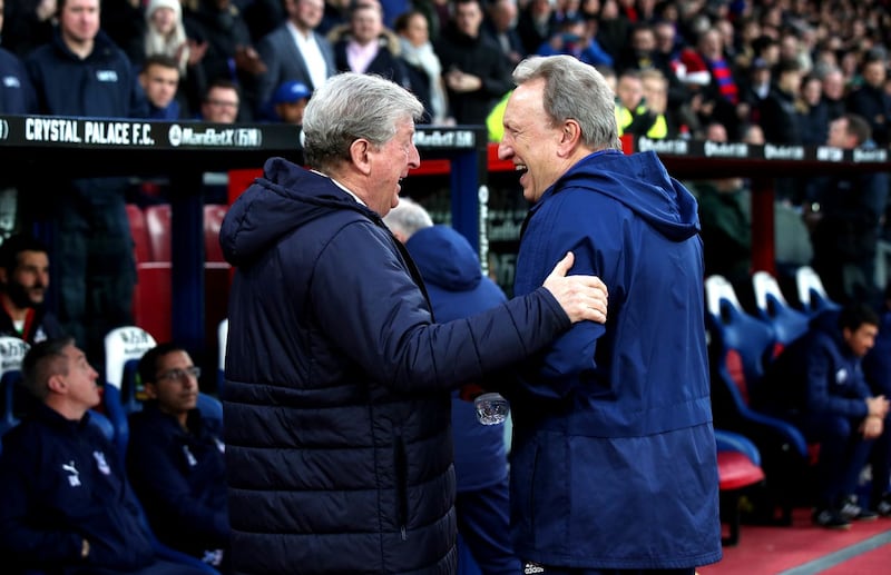 Neil Warnock, right, as Cardiff manager and Crystal Palace boss Roy Hodgson in December 2018