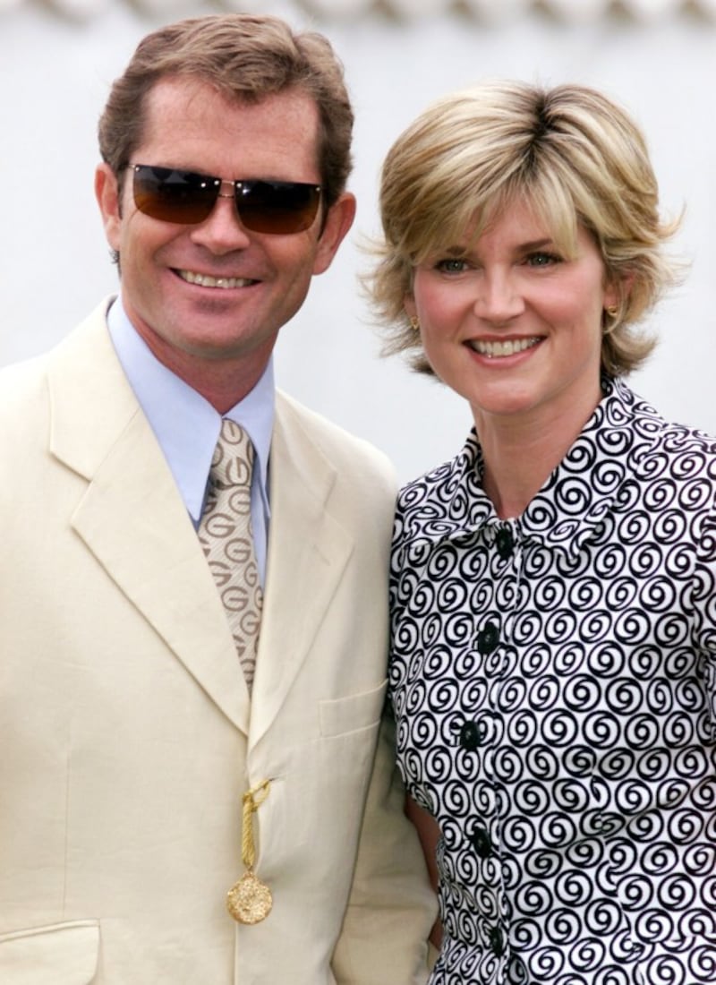 TV presenter Anthea Turner with her husband Grant Bovey at Cowdrey Park for the Veuve Clicquot Gold Cup