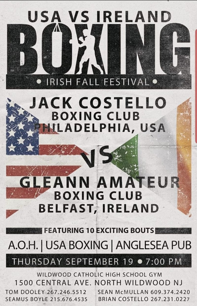 Boxers from Gleann will face a Jack Costello select in Wildwood, New Jersey on September 19 