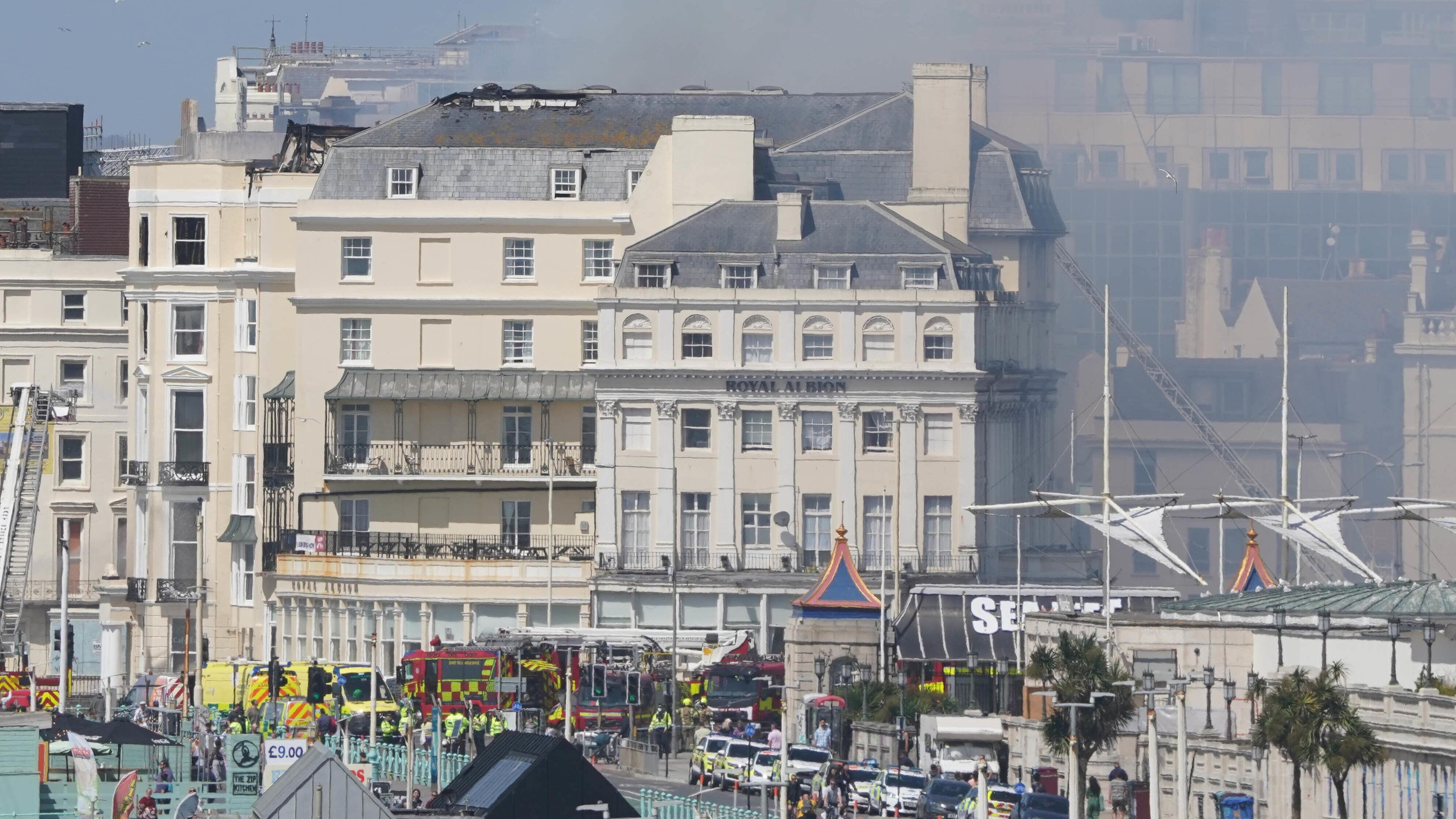 A fire broke out at the Royal Albion Hotel on Saturday evening (Gareth Fuller/PA)