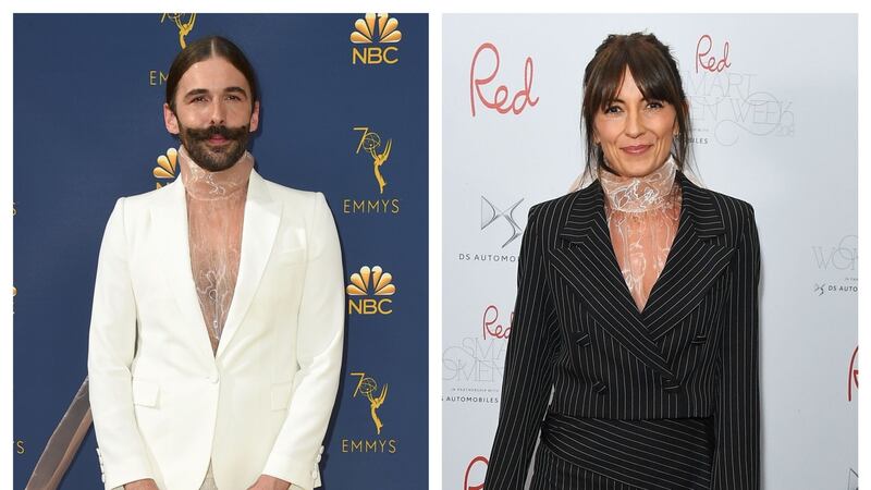 The duo chose the same sheer Prada blouse for red carpet events.