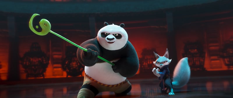 Po (Jack Black) and Zhen (Awkwafina) in DreamWorks Animation’s Kung Fu Panda 4