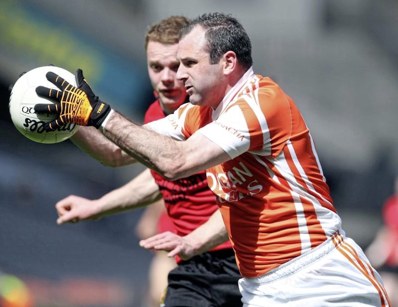 Armagh&#39;s Stevie McDonnell and Down&#39;s Brendan McArdle in action during the 2010 National Football League Division 2 final at Croke Park in Dublin 