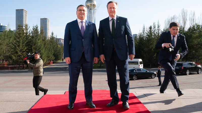 Foreign Secretary Lord David Cameron meets his Kazakh counterpart Murat Nurtleu
