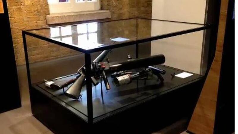 The display in the Imperial War Museum where the gun used in the bookies&#39; shootings was exhibited 