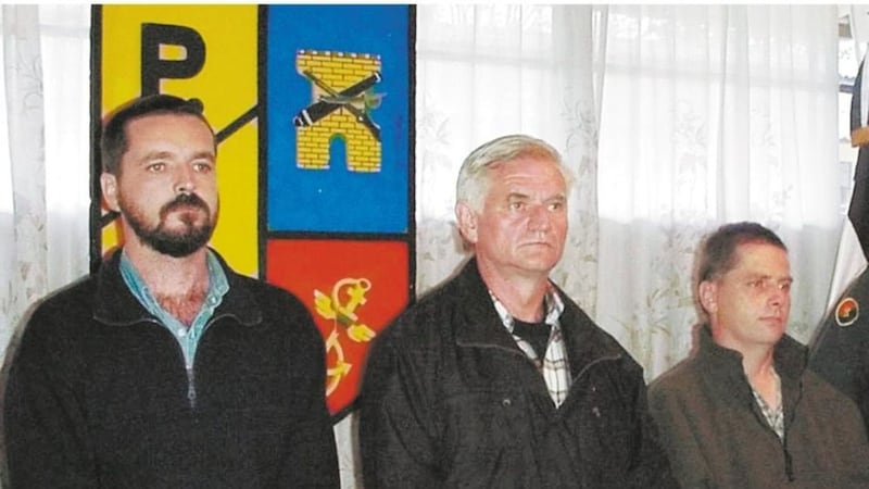 James Monaghan , Martin McCauley and Niall Connolly after their arrest in Colombia in 2001