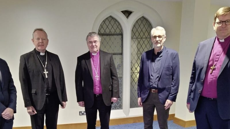From left, Right Reverend Dr John Kirkpatrick, Most Reverend Eamon Martin, Most Reverend John McDowell, Reverend David Nixon and the Right Reverend Andrew Forster   