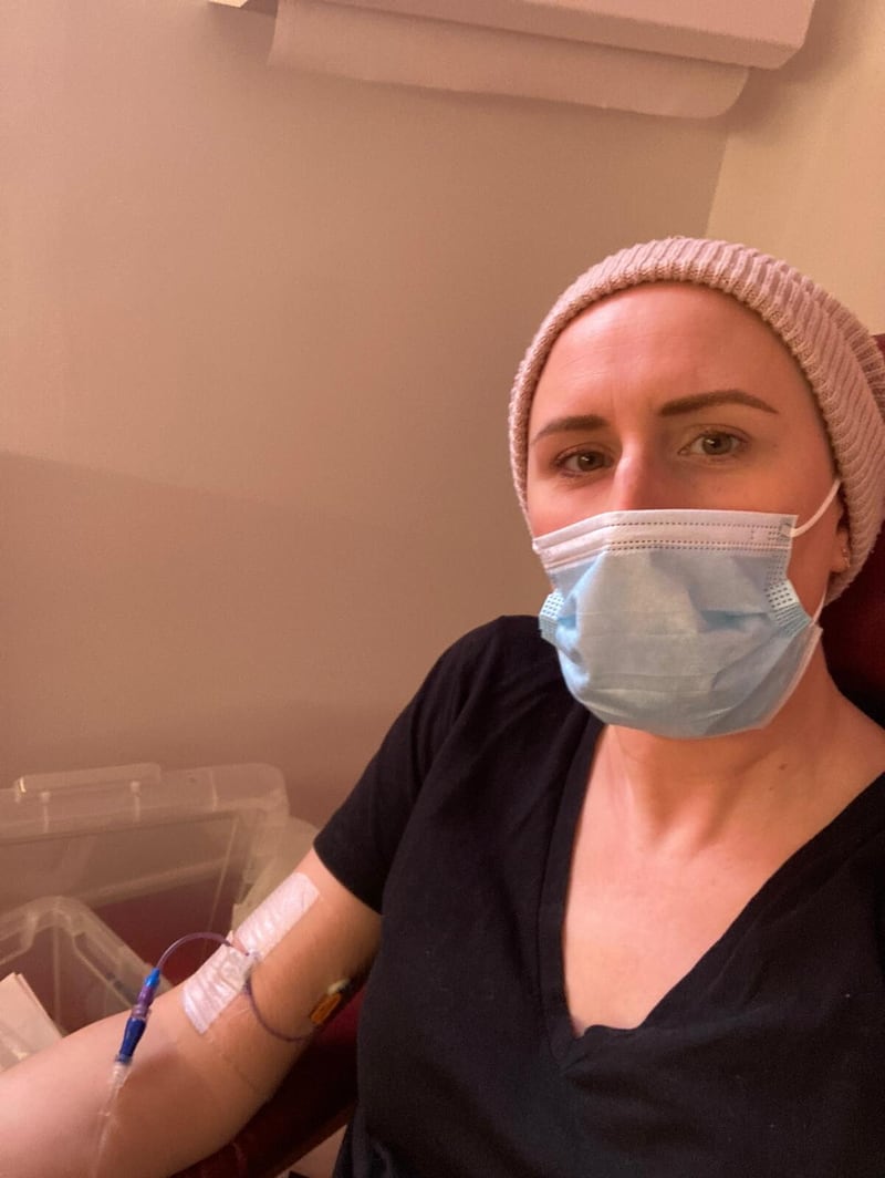 Amanda Steele pictured during her treatment for cancer.