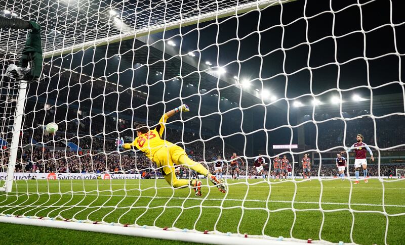 Aston Villa’s Douglas Luiz took and missed a penalty