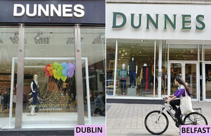 Dunnes Stores in central Dublin ahead of the city&#39;s Pride events, and Dunnes Stores in central Belfast ahead of Belfast Pride 