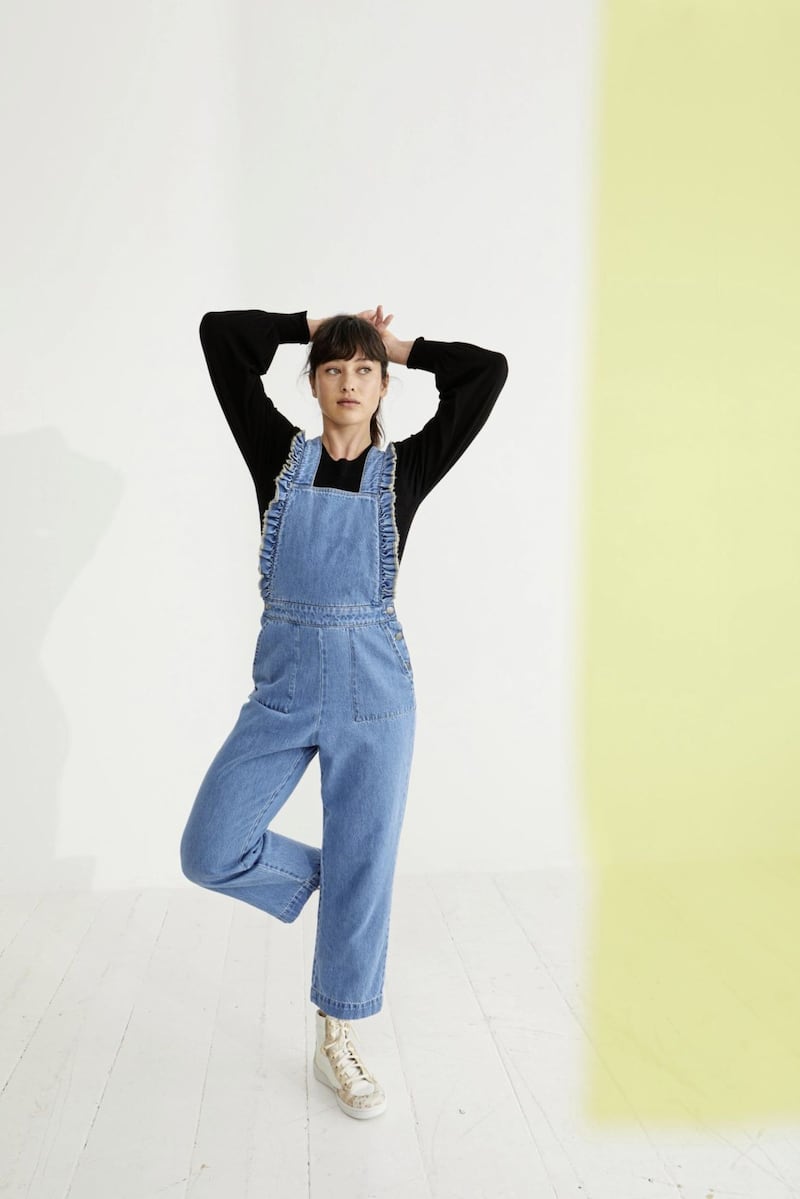 Oliver Bonas Denim Blue Frill Dungaree Jumpsuit, &pound;71.55 (was &pound;79.50), available from Oliver Bonas (other items, stylist&#39;s own) 