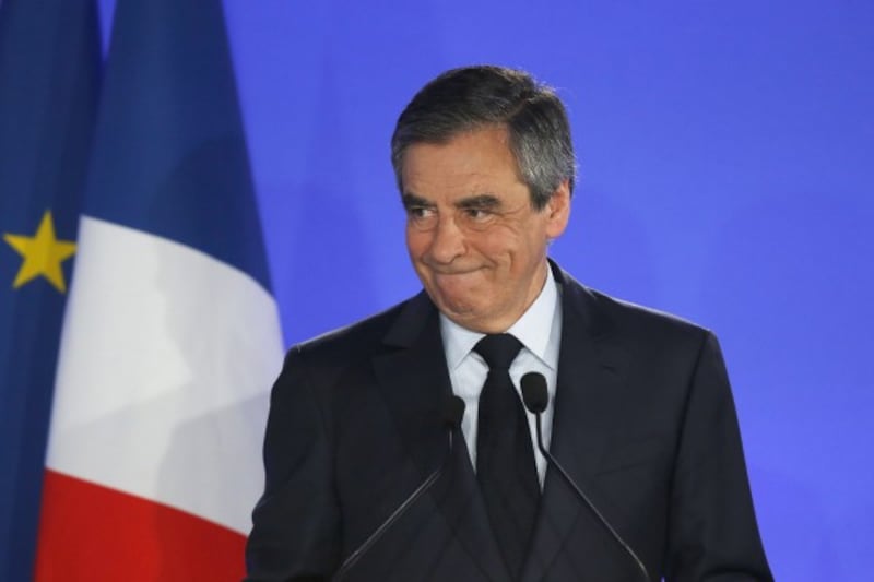 Francois Fillon addresses his supporters