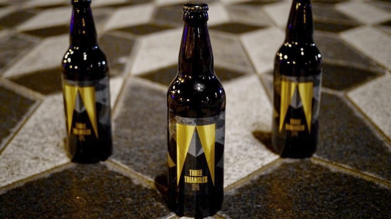 Three Triangles IPA &ndash; the label references the logo of pop group And So I Watch You From Afar, with whom brewers Lacada have teamed up for this beer 