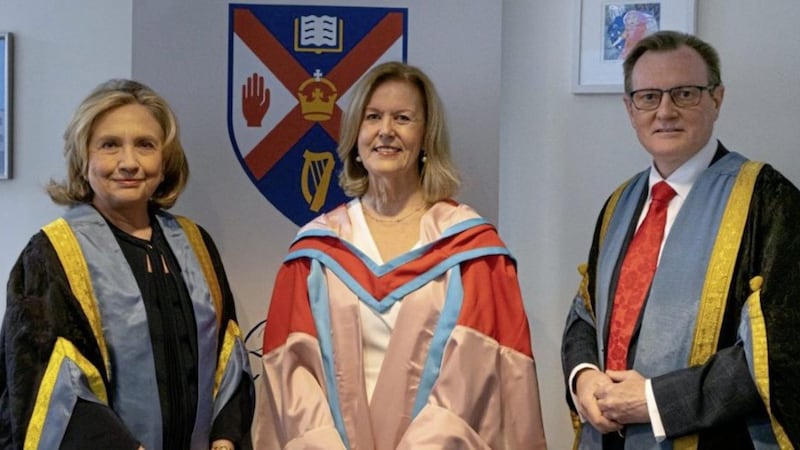 Anne Anderson was awarded an honorary degree by QUB chancellor secretary Hillary Rodham Clinton at a ceremony in New York 