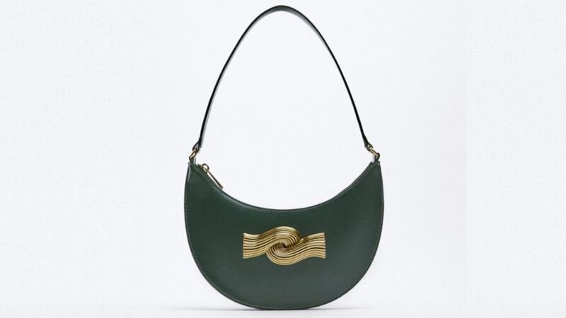 Shoulder Bag with Metallic Detail in Green, &pound;27.99, available from Zara 