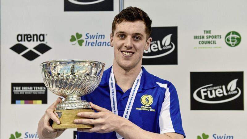 Jordan Sloan, Bangor Swim Club, Co Down, after winning the Men&#39;s 200m freestyle final during the 2017 Irish Open Swimming Championships at the National Aquatic Centre in Dublin Picture by Brendan Moran/Sportsfile 