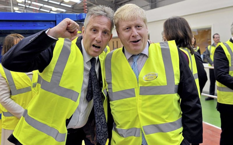 Ian Paisley and Boris Johnson at a visit to Wrightbus in in 2006 