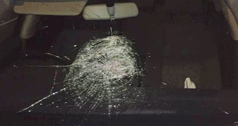 Several cars in the area had their windscreens and bodywork damaged by flying rocks and other missiles 