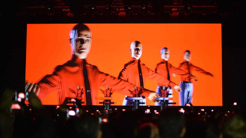 German electronic music pioneers Kraftwerk performing in Berlin PICTURE: Jens Kalaene/AP 