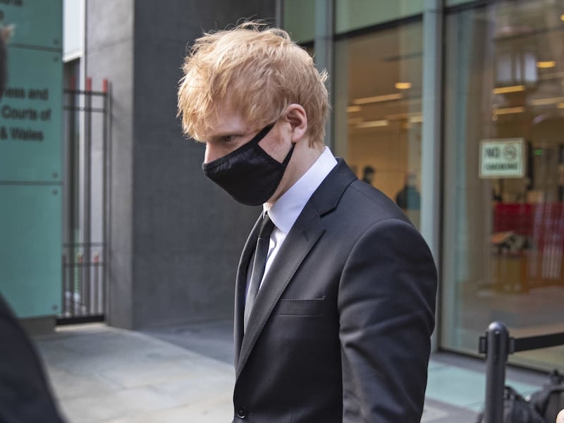 Ed Sheeran at the Rolls Building, High Court, in central London