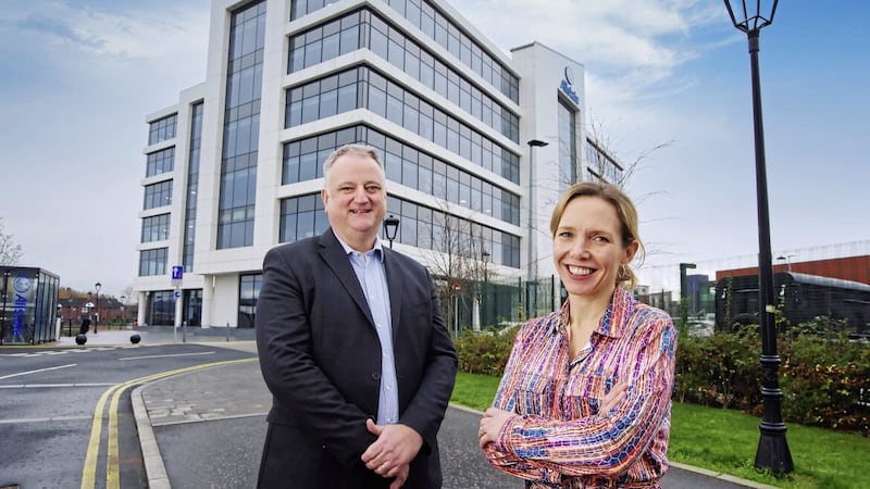 Allstate NI managing director John Healy and Lorraine Acheson, managing director of Women in Business 