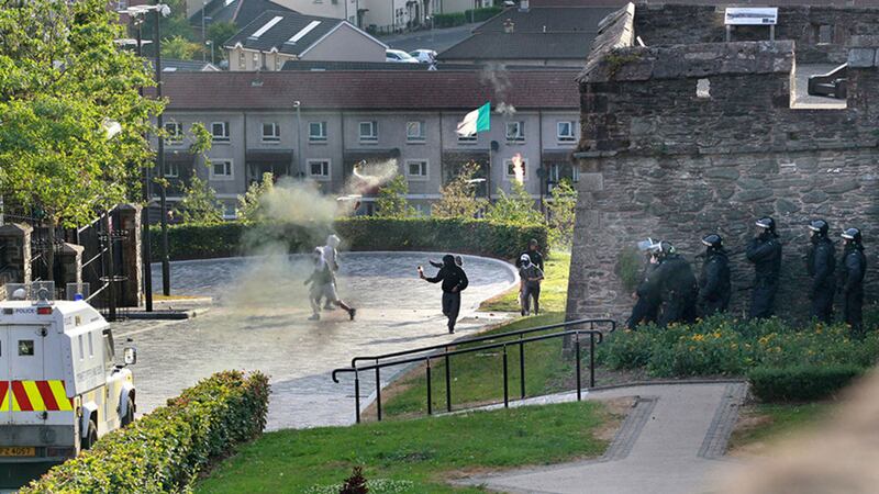 &nbsp;Youths throwing petrol bombs in Derry's Bogside last week. Picture by Margaret McLaughlin