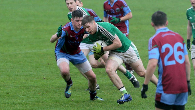 Rockcorry's Fergal McGeough in action against Glasdrumman in the AIB Ulster JFC semi-final<br />Picture by Colm O'Reilly