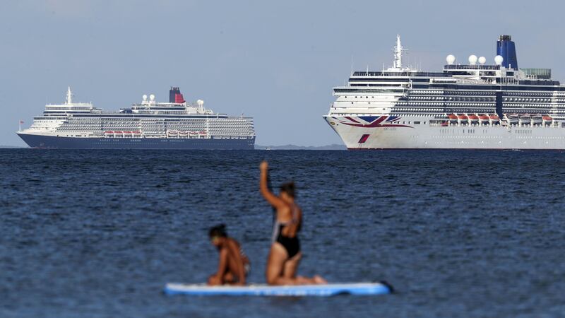 Sunseekers in Dorset had the additional visual treat of a gathering of cruise ships as they took advantage of the weather.