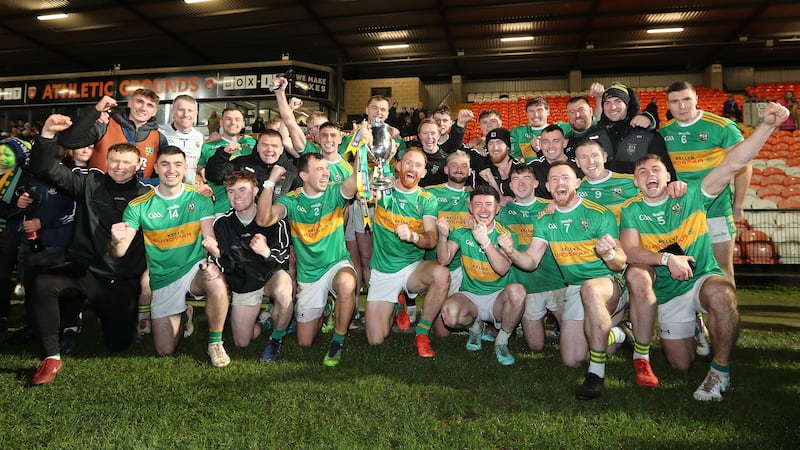 Michael Warnock (2) and his Glen team-mates celebrate after they retained their Ulster crown. Picture: Margaret McLaughlin