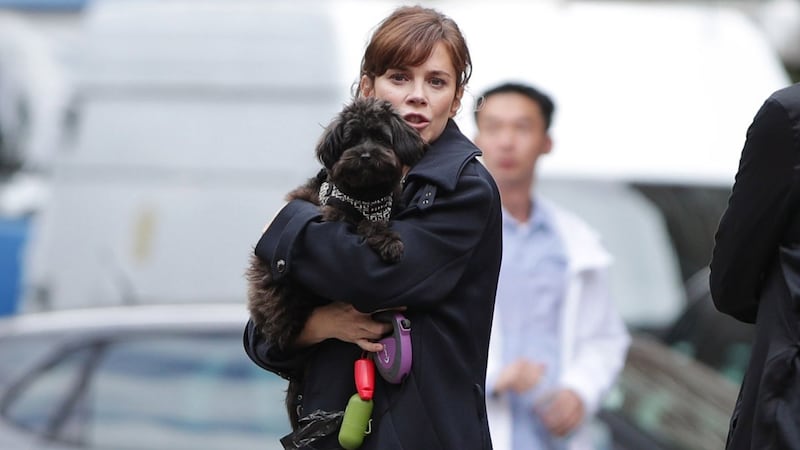 She brought the dog on set in London.