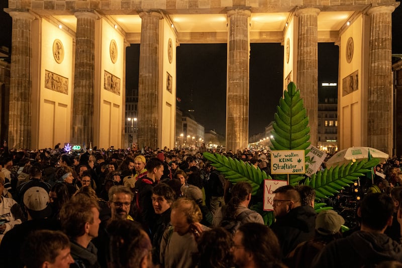 A ‘smoke-in’ event was held in Berlin (Ebrahim Noroozi/AP)