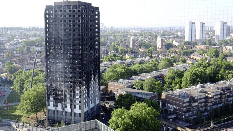 Grenfell Tower in west London after a fire engulfed the 24-storey building 