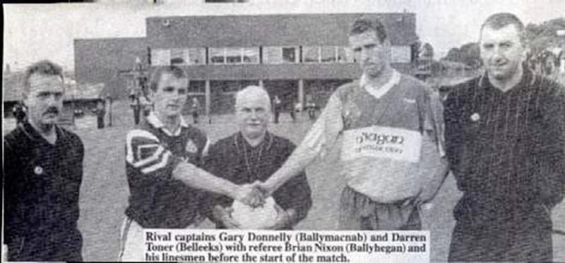 Gary Donnelly (left) captained Ballymacnab to the Armagh JFC title in 1999 