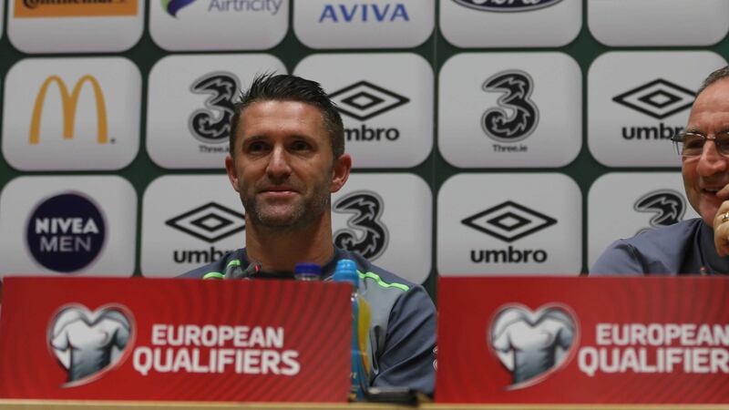 Robbie Keane at a press conference with Ireland manager Martin O'Neill on Wednesday<br />Picture: PA&nbsp;